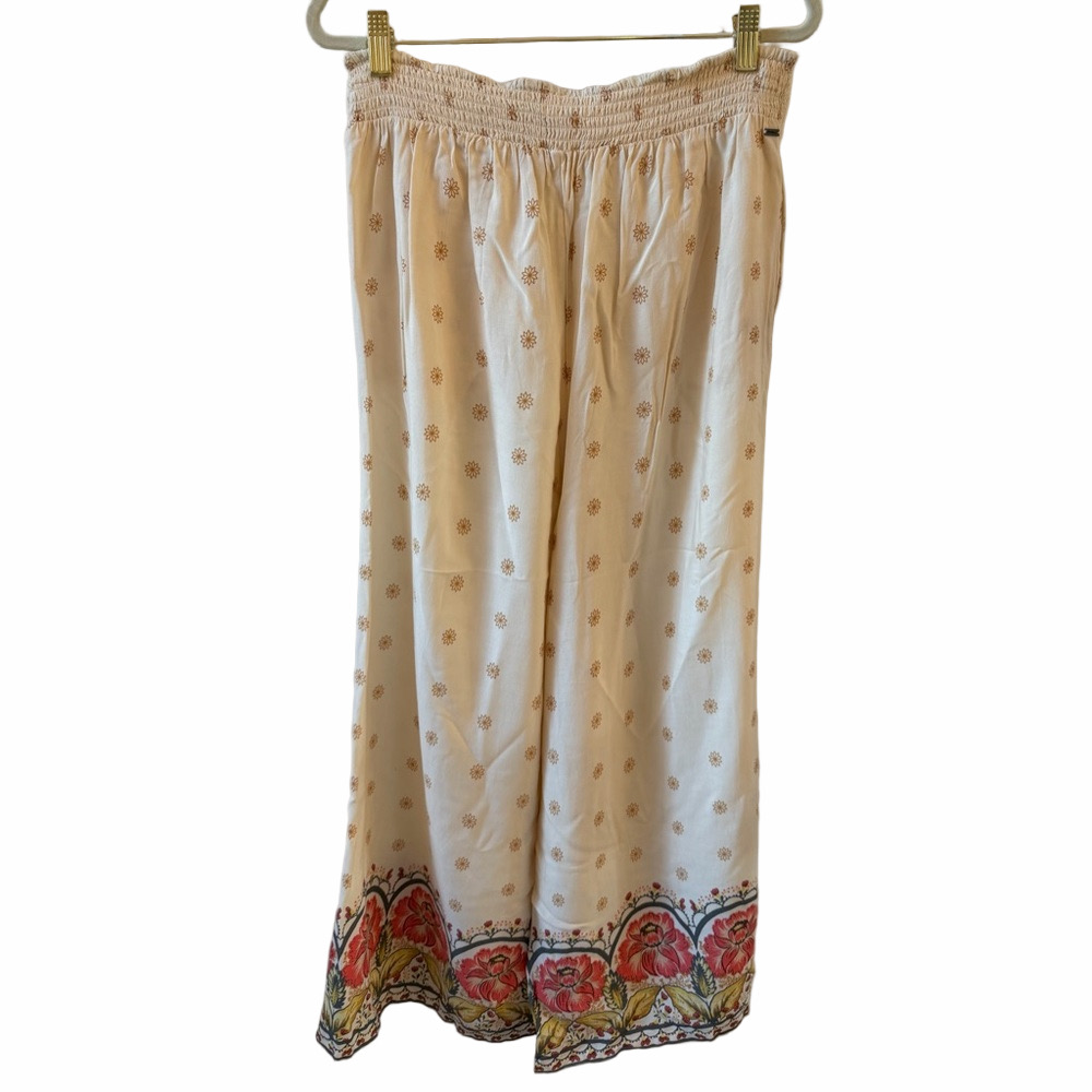 NEW O'Neill Lacey Boho Beach Lounge Wide Leg Pants Size Large Floral Cream - Picture 4 of 11